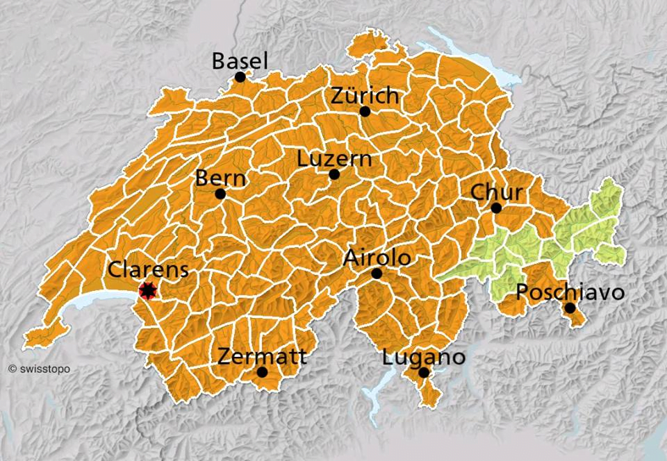 Suíça em alerta laranja