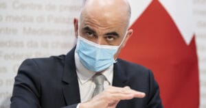 Alain Berset na conferência de imprensa