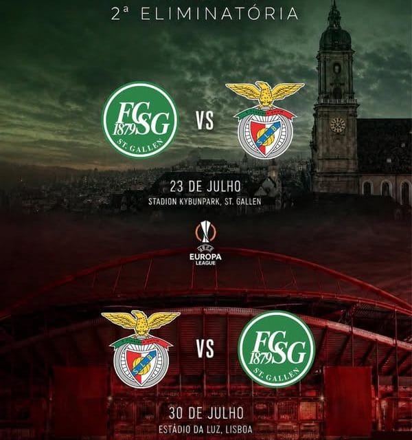 Benfica defronta St. Gallen na segunda pré-eliminatória da Liga Europa