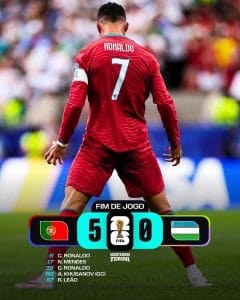 Portugal goleia o Uzbequistão por 5-0 com bis histórico de Ronaldo