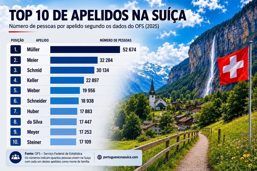 Da Silva mantém-se entre os dez apelidos mais comuns na Suíça